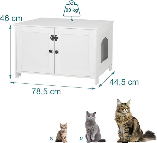 Relaxdays Toaletă Pisică Albă L46 x l78.5 x Î44.5cm