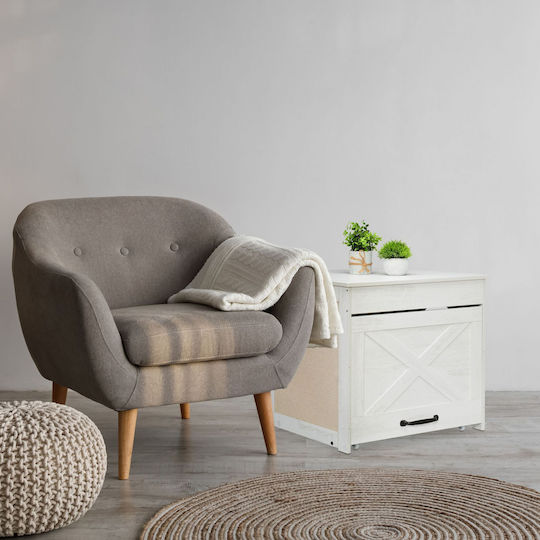 Relaxdays Toaletă Pisică Albă L53.5 x l60 x Î51.5cm