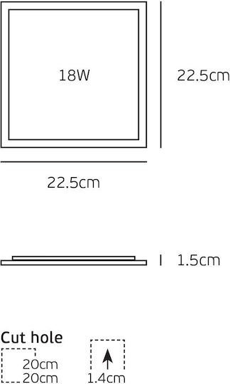 VK Lighting Χωνευτό LED Panel 18W