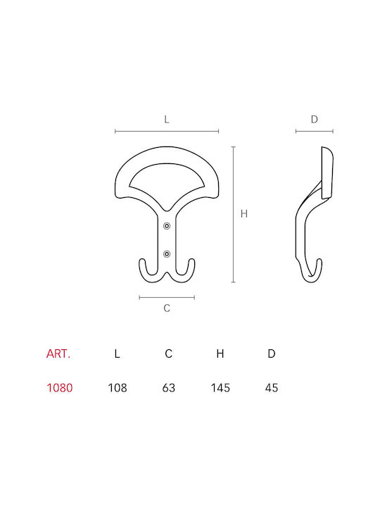 Mital Wall Hanger 3 Hooks Bronze