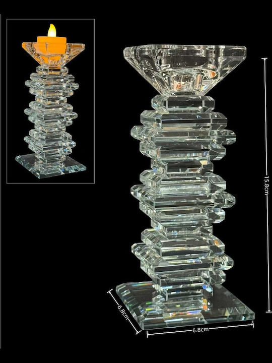 Keskor Crystal Candle Holder in Transparent Color 6.8x6.8x15.8cm