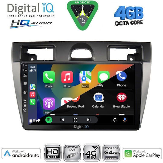 Digital IQ Ηχοσύστημα Αυτοκινήτου για Ford Fiesta 2005-2008 (Bluetooth/USB/WiFi/GPS/Apple-Carplay/Android-Auto) με Οθόνη Αφής 9"