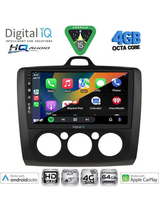 Digital IQ Car Audio System for Ford Focus 2005-2012 with A/C Bluetooth USB WiFi GPS Apple CarPlay Android Auto with 9" Touch Screen