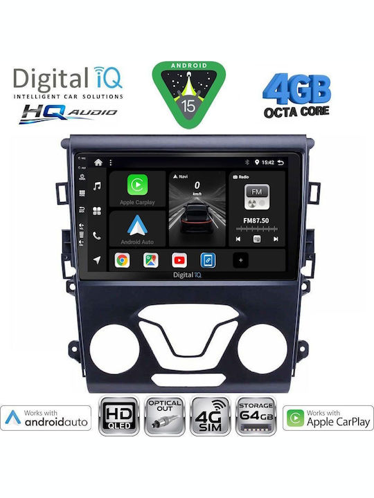 Digital IQ Car Audio System for Ford Mondeo 2011-2013 with A/C (Bluetooth/USB/WiFi/GPS/Apple CarPlay/Android Auto) with 10" Touch Screen