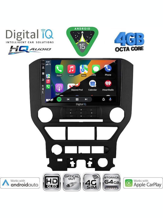Digital IQ Car Audio System for Ford Mustang 2015-2020 (Bluetooth/USB/WiFi/GPS/Apple CarPlay/Android Auto) with 9" Touch Screen