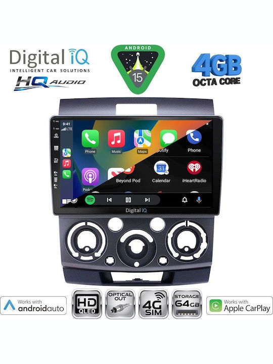 Digital IQ Car Audio System for Ford Ranger Mazda BT-50 2006-2011 Bluetooth USB WiFi GPS Apple CarPlay Android Auto with 9" Touch Screen