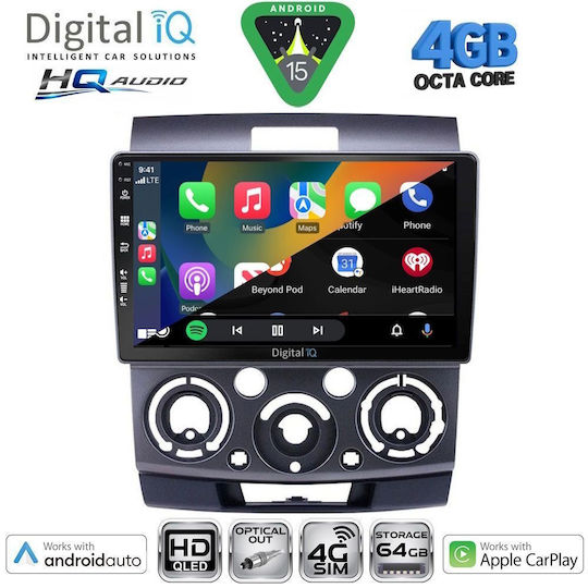 Digital IQ Car Audio System for Ford Ranger Mazda BT-50 2006-2011 Bluetooth USB WiFi GPS Apple CarPlay Android Auto with 9" Touch Screen
