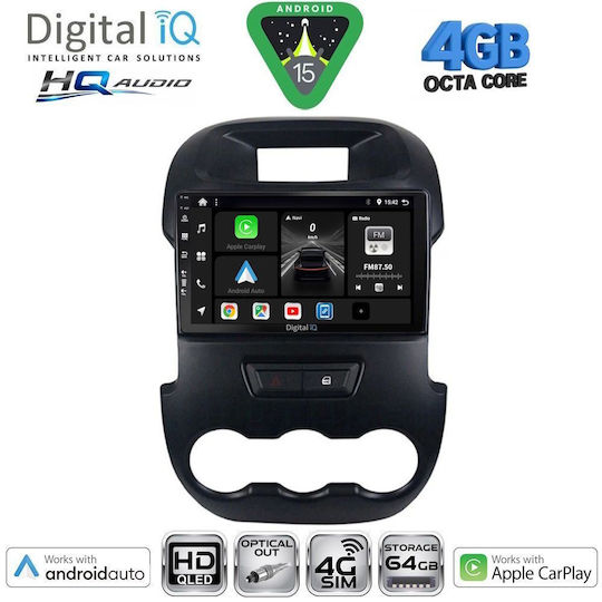 Digital IQ Car Audio System for Ford Ranger Mazda BT-50 2006-2011 Bluetooth USB WiFi GPS Apple CarPlay Android Auto with 9" Touch Screen