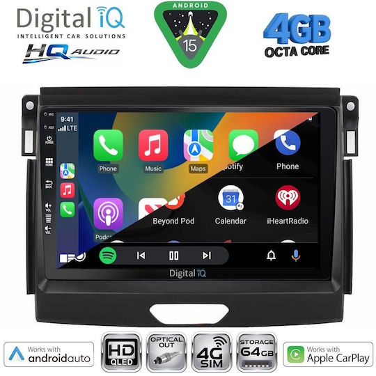 Digital IQ Car Audio System for Ford Ranger Mazda BT-50 2006-2011 Bluetooth USB WiFi GPS Apple CarPlay Android Auto with 9" Touch Screen