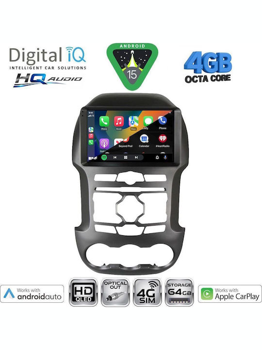 Digital IQ Car Audio System for Ford Ranger 2011-2015 Bluetooth USB WiFi GPS Apple CarPlay Android Auto with 9" Touch Screen