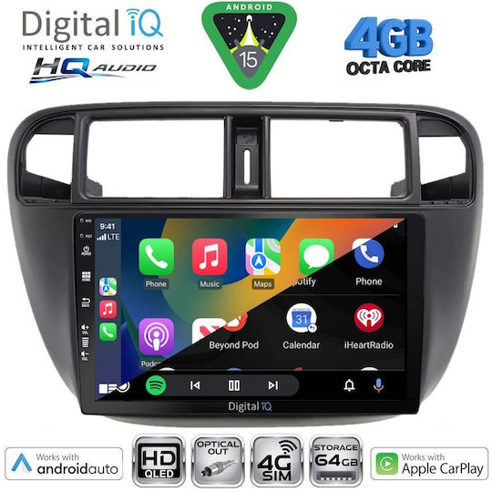 Digital IQ Car Audio System for Honda Accord 1998-2004 Bluetooth USB WiFi GPS Apple CarPlay Android Auto with 9" Touch Screen