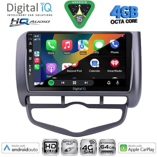 Digital IQ Car Audio System for Honda Jazz 2002-2008 with Clima (Bluetooth/USB/WiFi/GPS/Apple CarPlay/Android Auto) with 9" Touch Screen