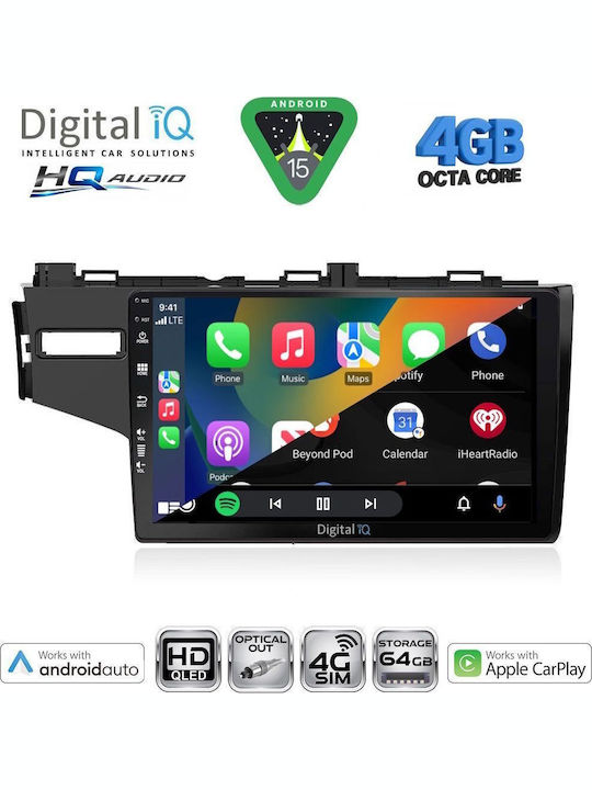 Digital IQ Car Audio System for Honda Jazz 2013-2019 (Bluetooth/USB/WiFi/GPS/Apple CarPlay/Android Auto) with 10" Touch Screen