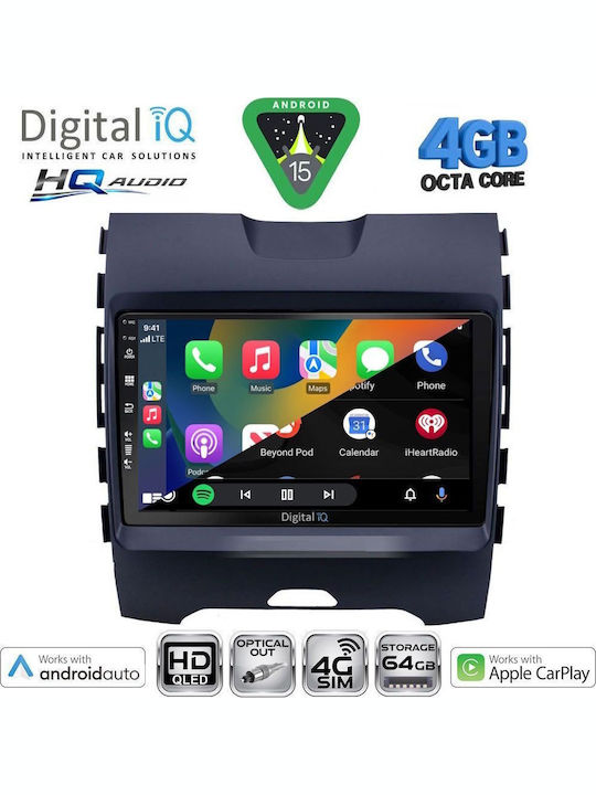 Digital IQ Car Audio System for Ford Edge 2015-2023 Bluetooth USB WiFi GPS Apple CarPlay Android Auto with 9" Touch Screen