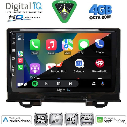 Digital IQ Car Audio System for Honda HR-V 2021 (Bluetooth/USB/WiFi/GPS/Apple CarPlay/Android Auto) with 9" Touch Screen