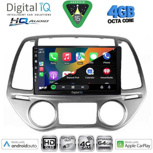 Digital IQ Car Audio System for Hyundai i20 2008-2012 with Clima (Bluetooth/USB/WiFi/GPS/Apple CarPlay/Android Auto) with 9" Touch Screen