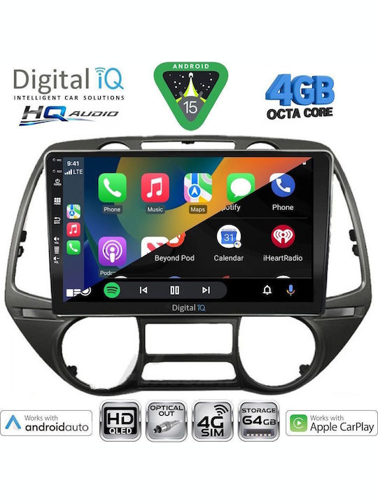 Digital IQ Car Audio System for Hyundai i20 2008-2014 (Bluetooth/USB/WiFi/GPS/Apple CarPlay/Android Auto) with 9" Touch Screen