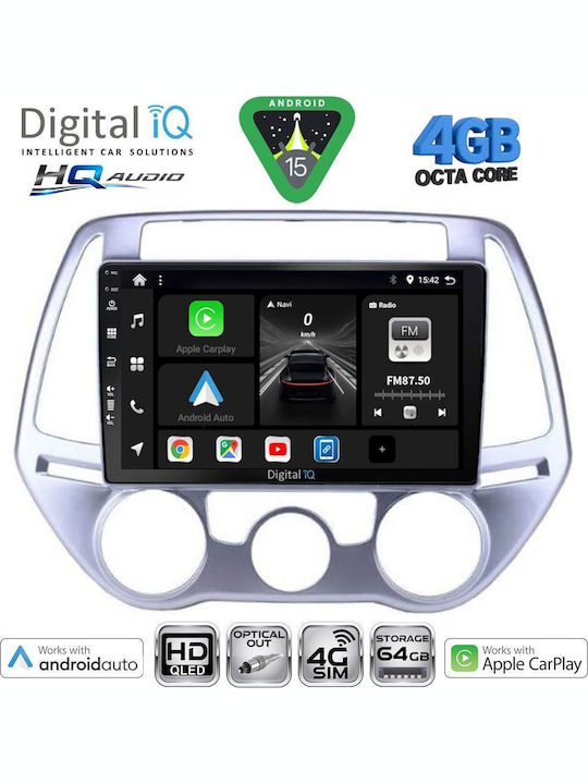 Digital IQ Car Audio System for Hyundai i20 2008-2014 (Bluetooth/USB/WiFi/GPS/Apple CarPlay/Android Auto) with 9" Touch Screen