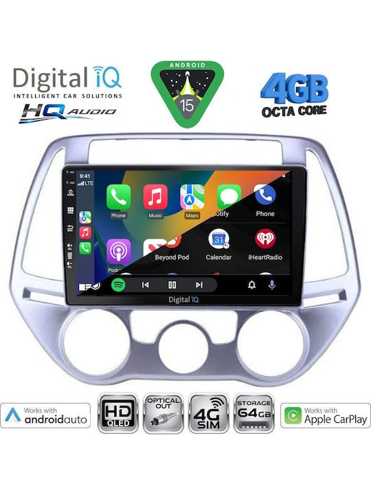 Digital IQ Car Audio System for Hyundai i20 2008-2014 (Bluetooth/USB/WiFi/GPS/Apple CarPlay/Android Auto) with 9" Touch Screen