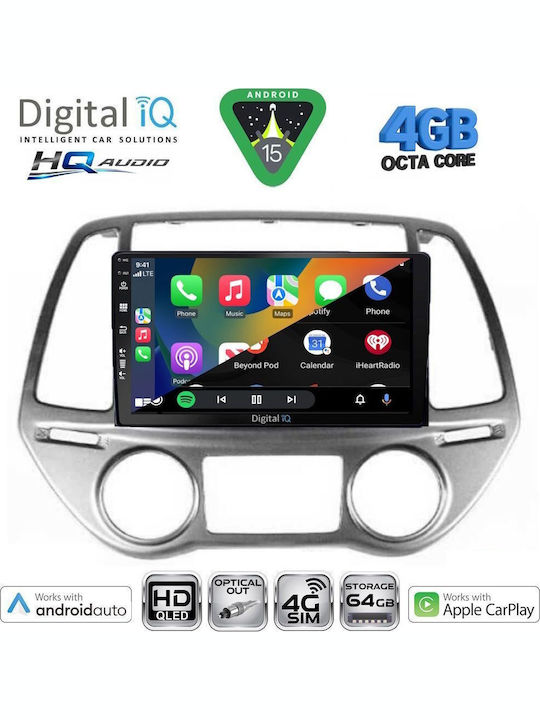 Digital IQ Car Audio System for Hyundai i20 2008-2014 (Bluetooth/USB/WiFi/GPS/Apple CarPlay/Android Auto) with 9" Touch Screen