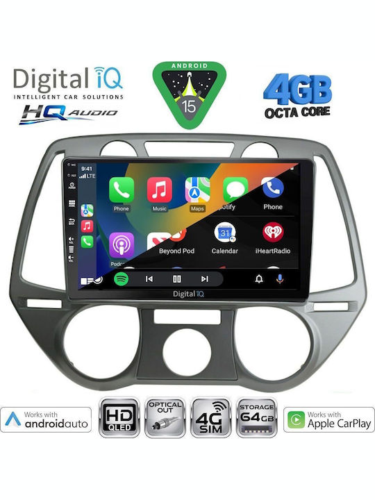 Digital IQ Car Audio System for Hyundai i20 2008-2014 (Bluetooth/USB/WiFi/GPS/Apple CarPlay/Android Auto) with 9" Touch Screen