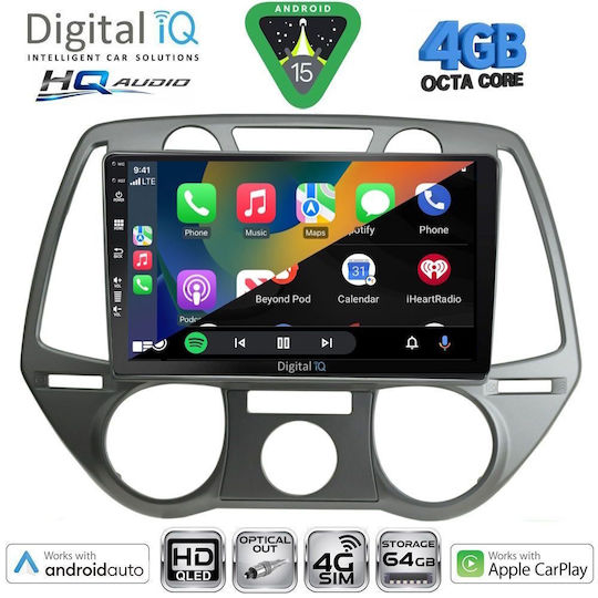 Digital IQ Car Audio System for Hyundai i20 2008-2014 (Bluetooth/USB/WiFi/GPS/Apple CarPlay/Android Auto) with 9" Touch Screen