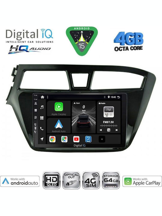 Digital IQ Car Audio System for Hyundai i20 2008-2014 (Bluetooth/USB/WiFi/GPS/Apple CarPlay/Android Auto) with 9" Touch Screen