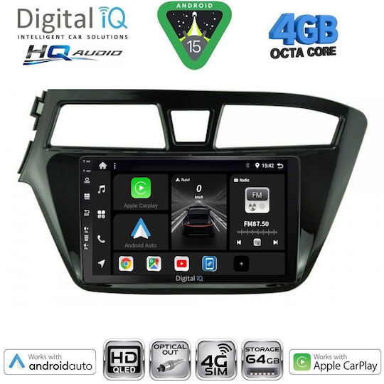 Digital IQ Car Audio System for Hyundai i20 2008-2014 (Bluetooth/USB/WiFi/GPS/Apple CarPlay/Android Auto) with 9" Touch Screen