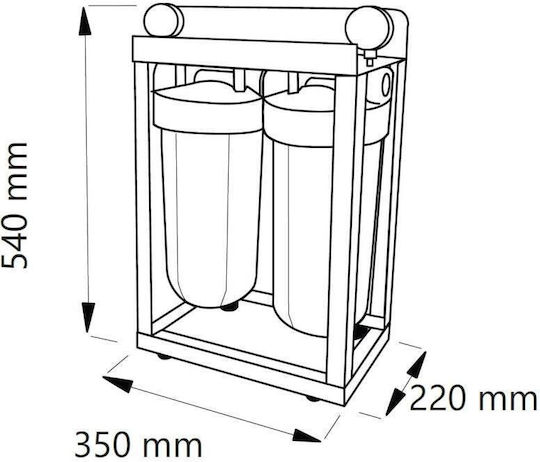 Aqua Filter Big Blue Συσκευή Φίλτρου Νερού Διπλή Κεντρικής Παροχής Διατομής 1'' BBF221