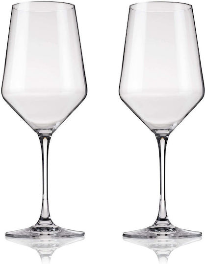 Viski Raye Angled Set Glasses for White and Red Wine Made of Crystal in Red Colour 470ml 2 Pieces