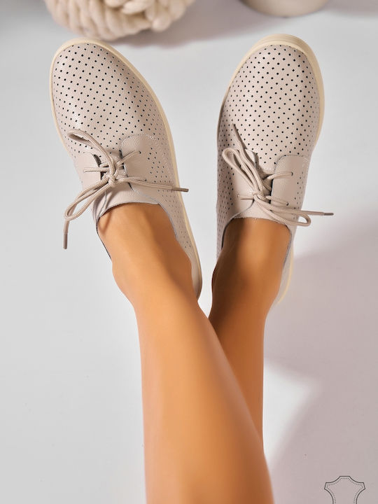 Δερμάτινα Γυναικεία Oxfords σε Γκρι Χρώμα