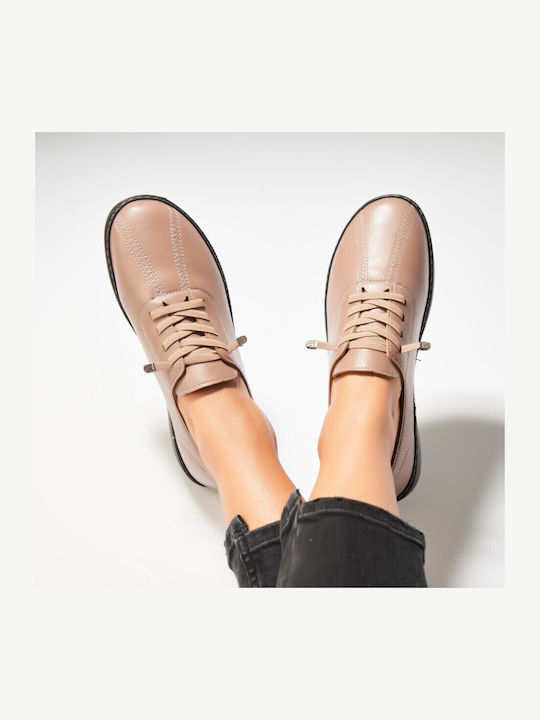 Leder Damen Oxfords in Braun Farbe
