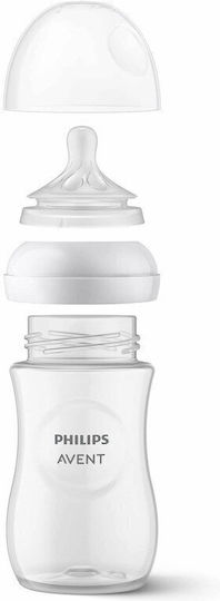 Philips Set Biberoane din Plastic Natural Anti-Colici cu Tetină din Silicon pentru 0-6 Luni Albe 260ml 2 Bucăți