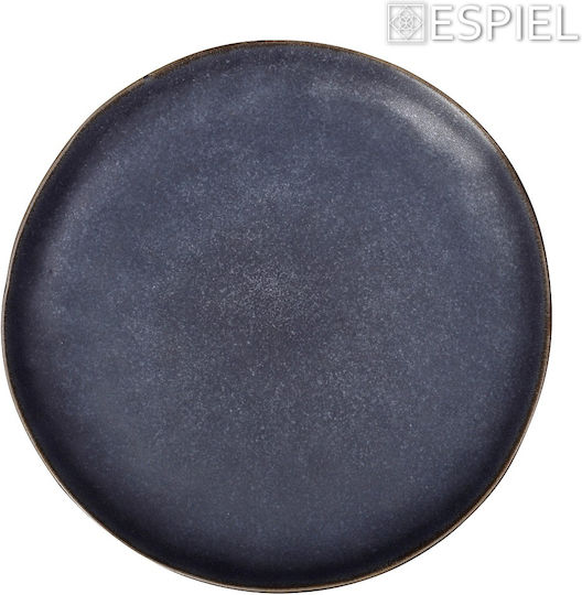Espiel Etna Shallow Ceramic Gray Serving Plate with Diameter 28cm 4 Pieces