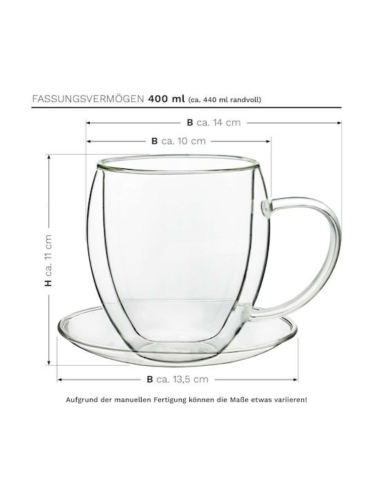 Creano Tasse Tee Glas Transparent 400ml