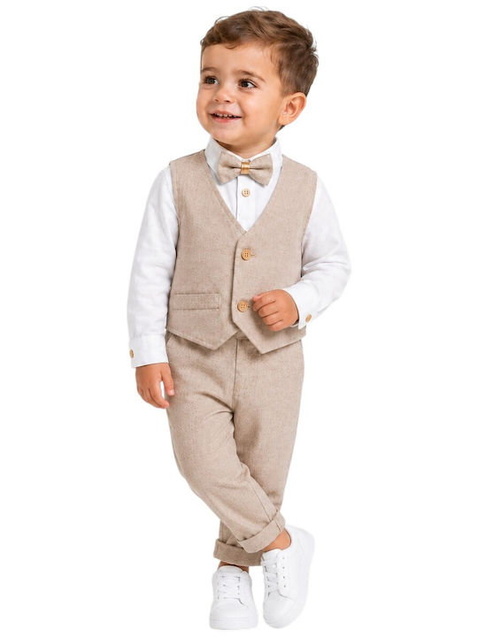 Kids' Suit Winter 4pcs Light Brown