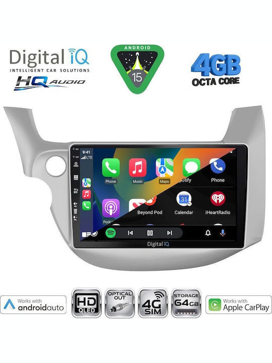 Digital IQ Car Audio System for Honda Jazz 2002-2008 with A/C Bluetooth USB WiFi GPS Apple CarPlay Android Auto with 9" Touch Screen
