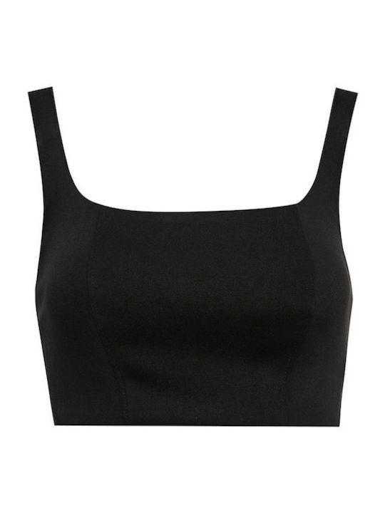 Bluza Damă Crop Top Cu Bretele Neagră
