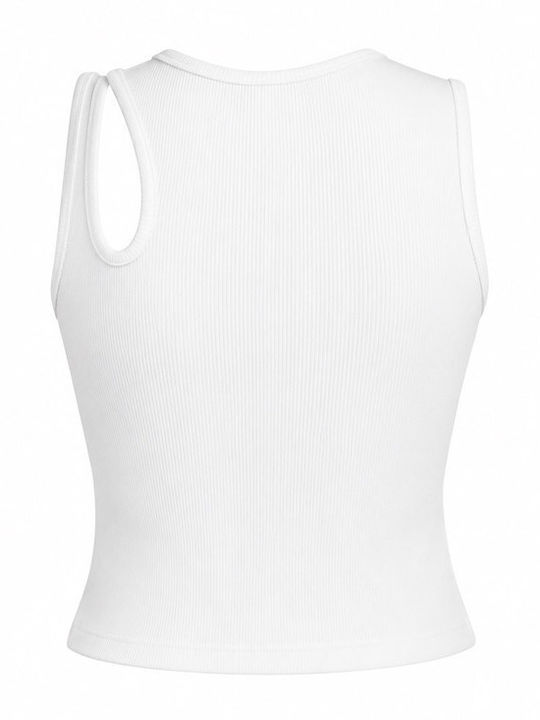 Women's Cotton Crop Top One Shoulder White
