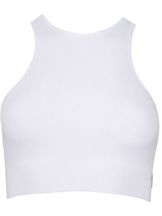 Γυναικείο Αθλητικό Crop Top Αμάνικο Λευκό