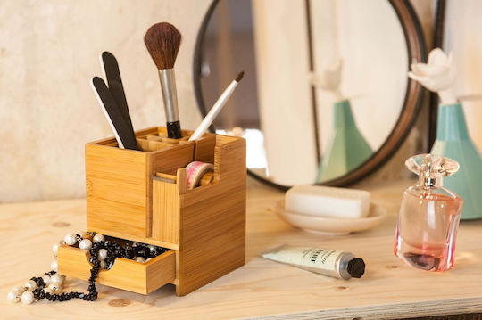 Wooden Pen Holder in Beige Color 10.3x11.7x10.3cm 1pc