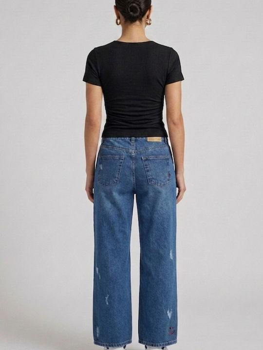 Γυναικείο Crop Top Δερμάτινο Κοντομάνικο Μαύρο