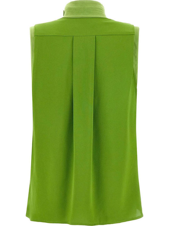 Damen Bluse Ärmellose Drapierung Grünes