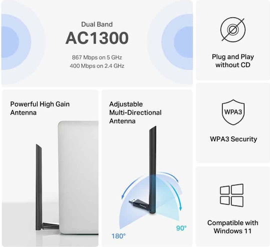 Mercusys MERMA30H Αντάπτορας Δικτύου USB με Ασύρματη Σύνδεση Wi-Fi