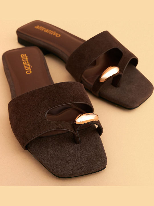 Attrattivo Damen Flache Sandalen Braun