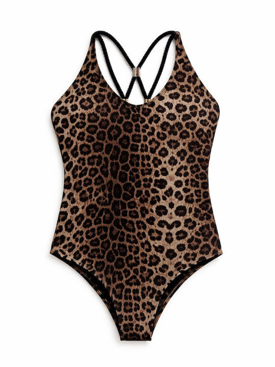 Ολόσωμο Μαγιό Animal Print Καφέ