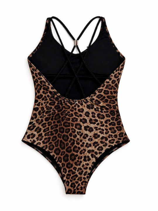 Ολόσωμο Μαγιό Animal Print Καφέ