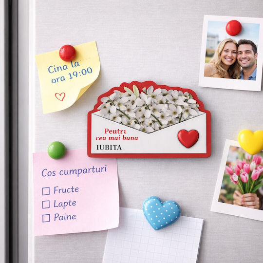 Decorative Magnet Martisor Set 24 Pieces Jolie Message Theme Best Girlfriend Laminated Cardboard Flexible Magnet 8x6 Cm Multicolor