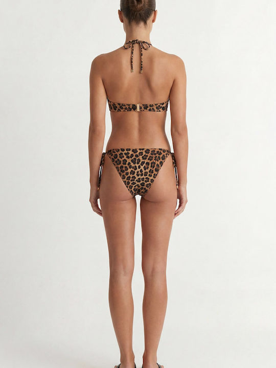 Bikini Slip με Κορδονάκια Καφέ