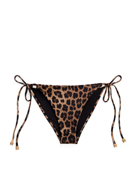 Bikini Slip με Κορδονάκια Καφέ